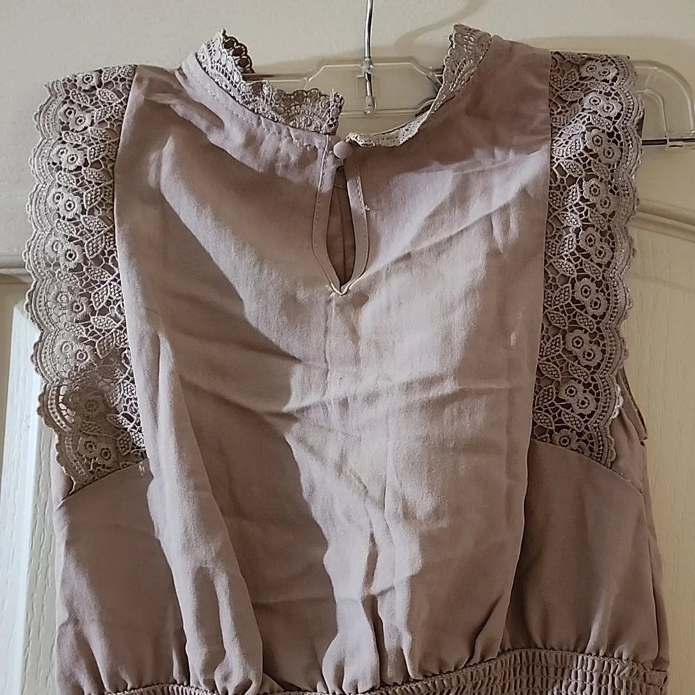 Lace Tan/Beige Mini Dress - Picture 6 of 7